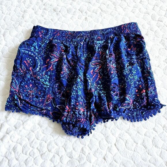 Ecote soft shorts floral pockets pull on pom pom tassel - Picture 1 of 9